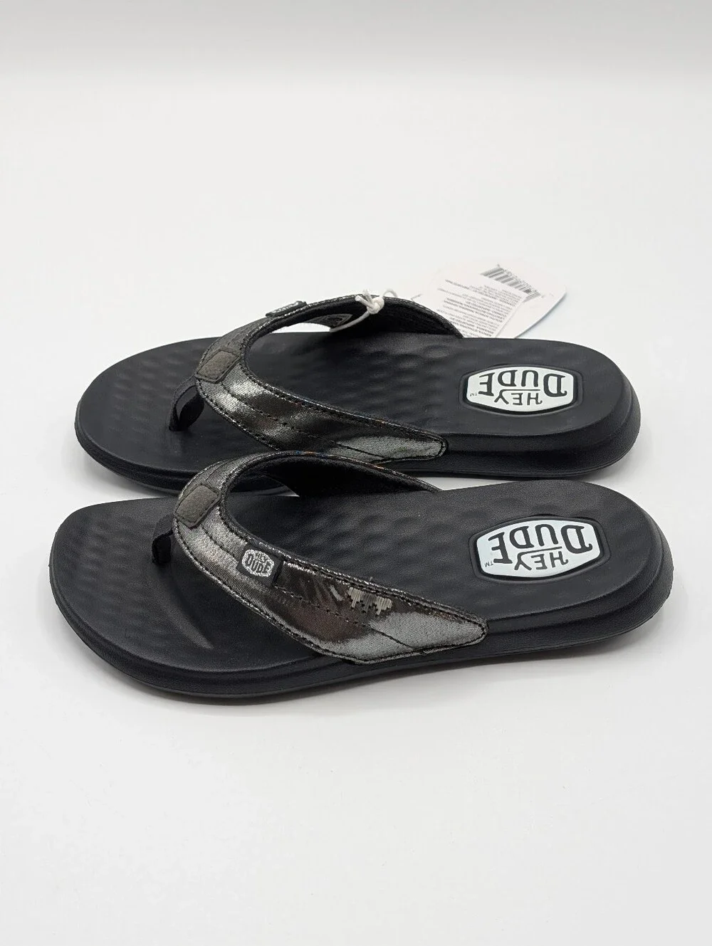 Hey Dude Girl Sandals Little Kids 13 Flip Flops Black Shimmer Christi Flip